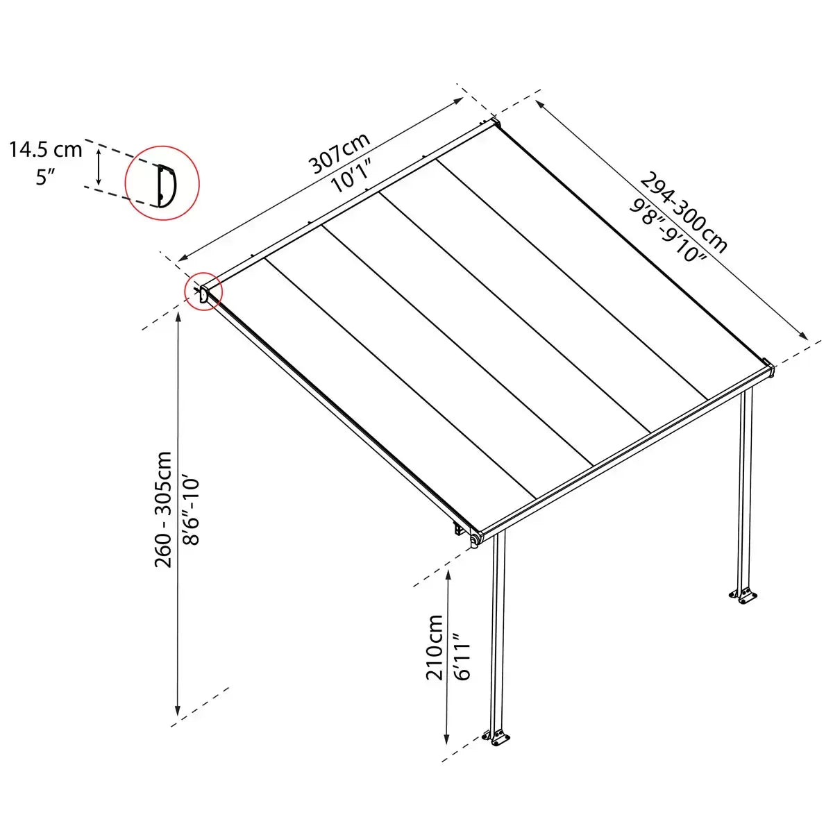 Palram Canopia Feria 3 Veranda Patio Cover, White in 4 Sizes