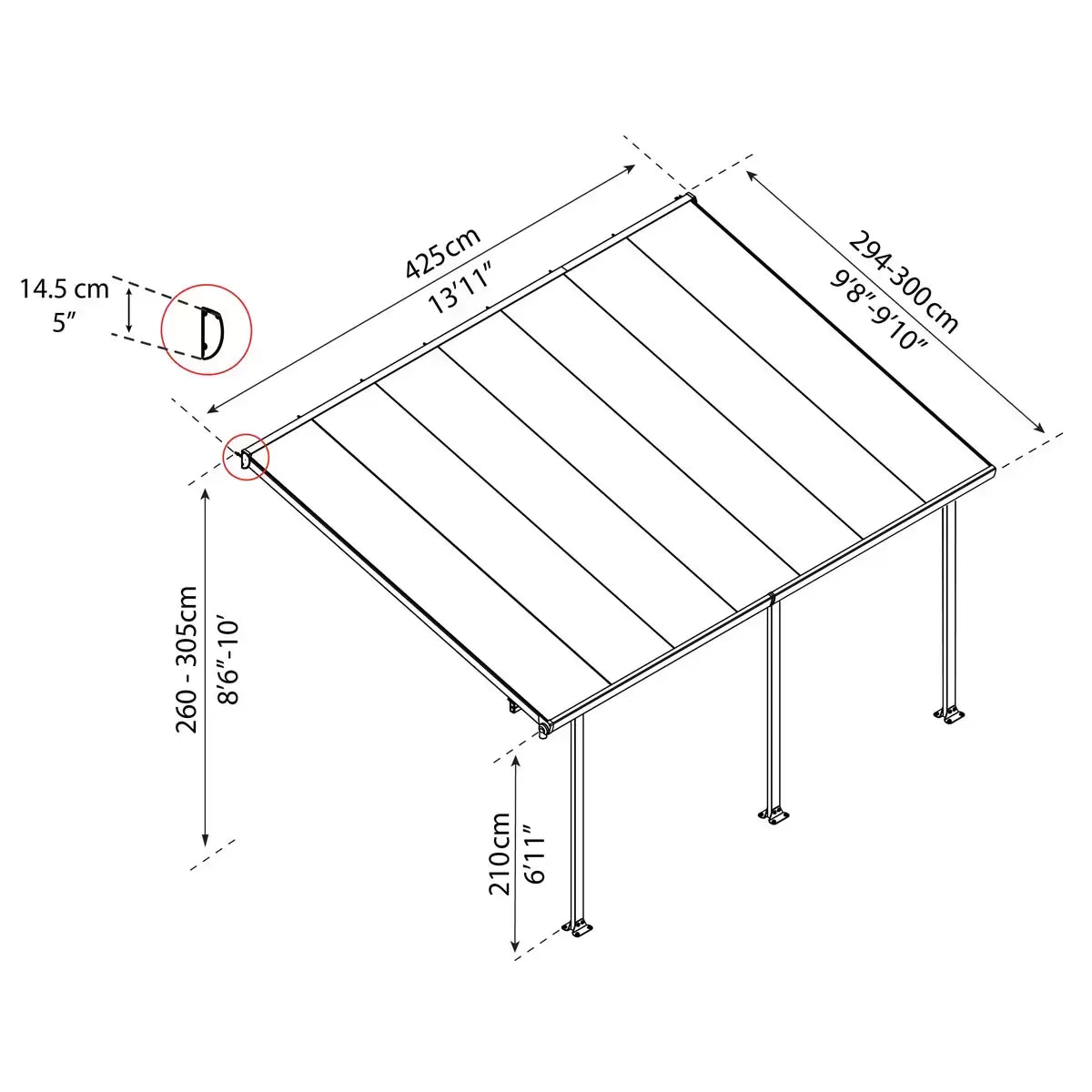 Palram Canopia Feria 3 Veranda Patio Cover, White in 4 Sizes