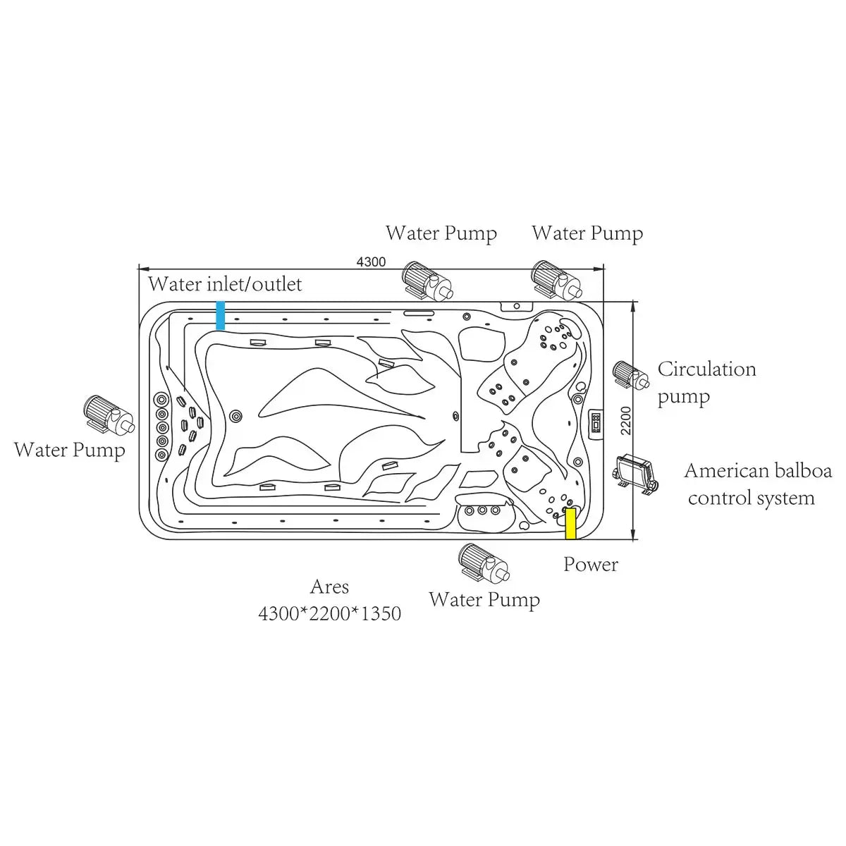 Platinum Spas Ares 14ft (4.3m) 36-Jet, 3 Seater Swim Spa - Delivered