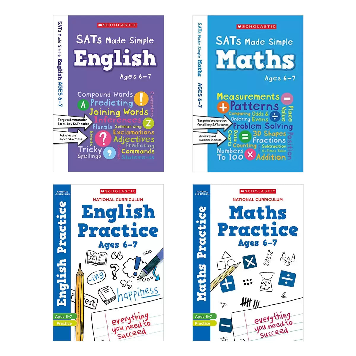 Scholastic SATs Practice & Revision 4-Book Pack in 5 Options