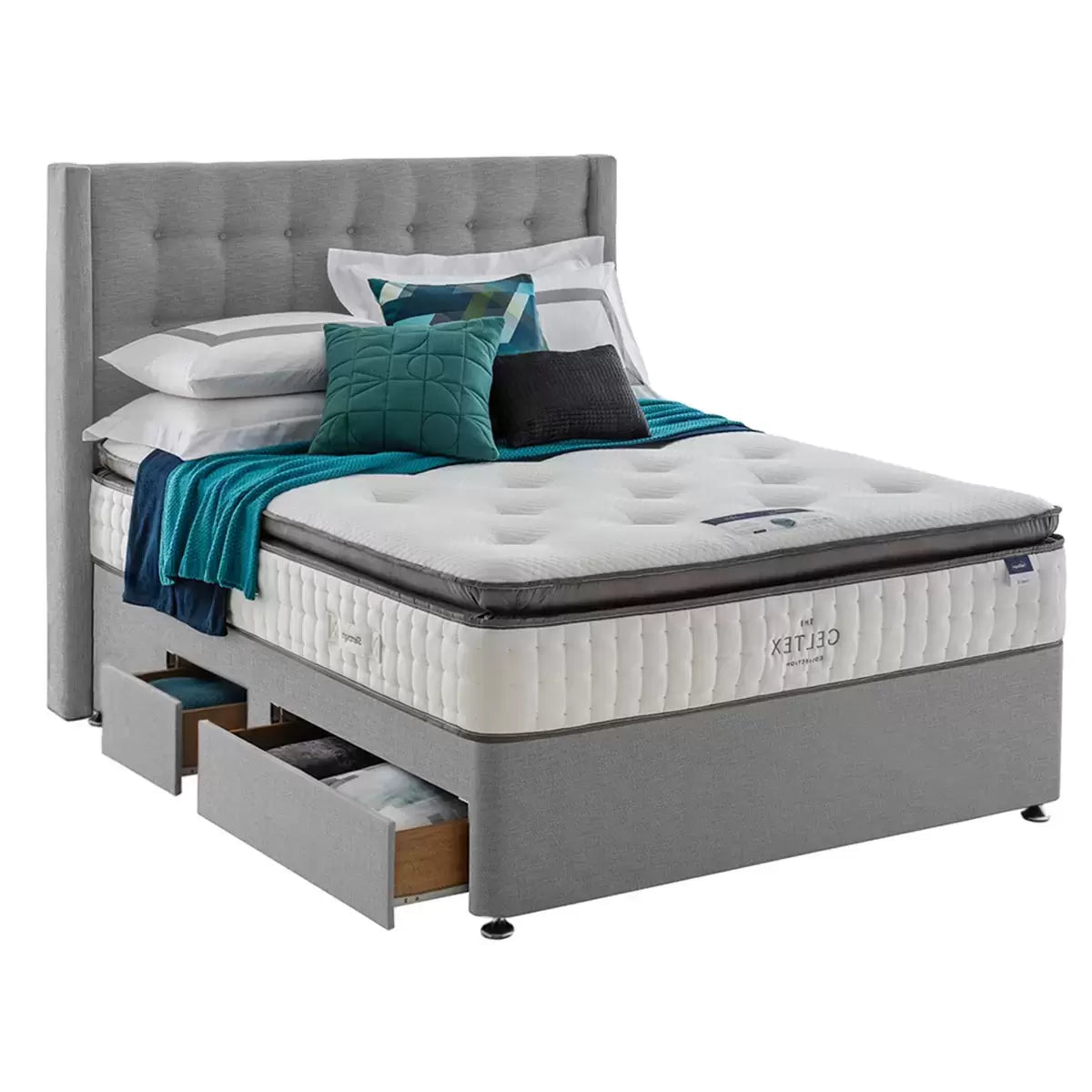 Silentnight Continental Divan Base with Bloomsbury Headboard & 3