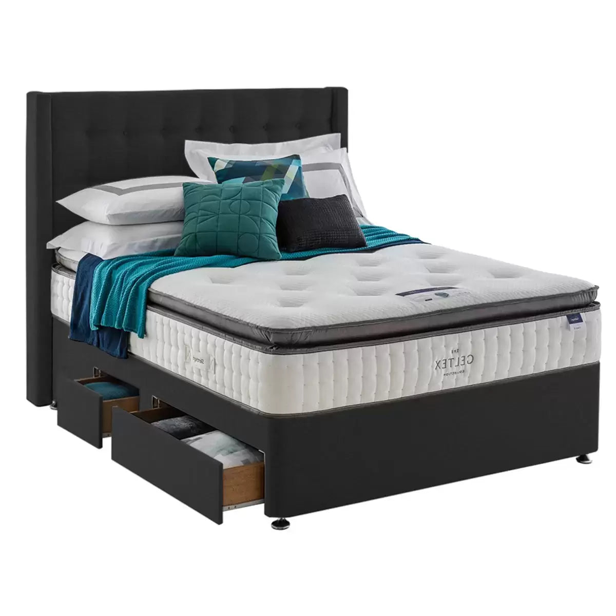 Silentnight Continental Divan Base with Bloomsbury Headboard & 3