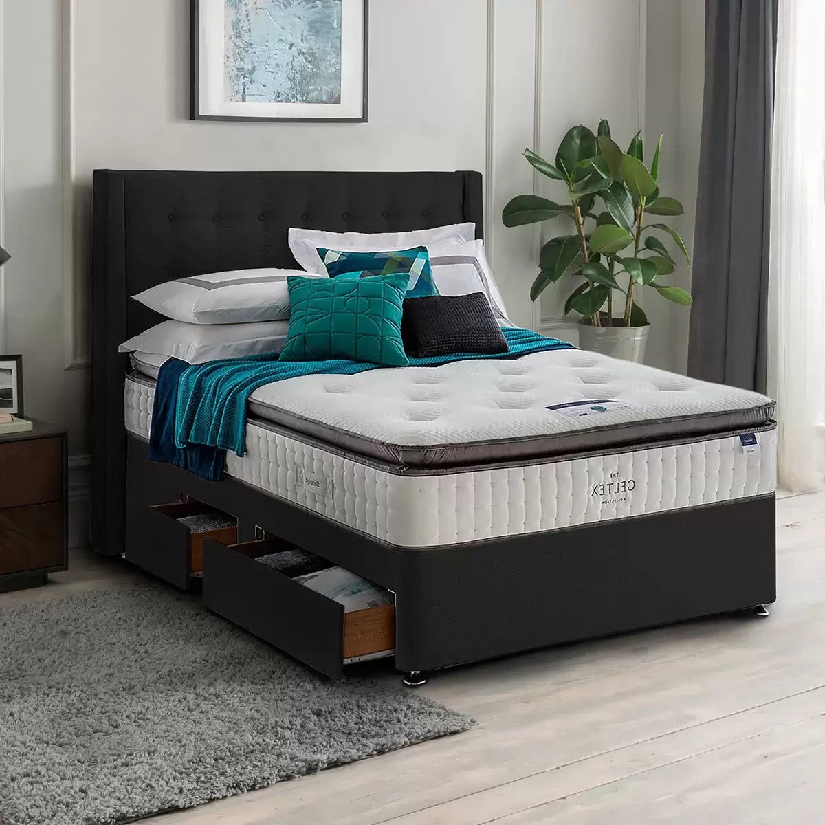 Silentnight Continental Divan Base with Bloomsbury Headboard & 3