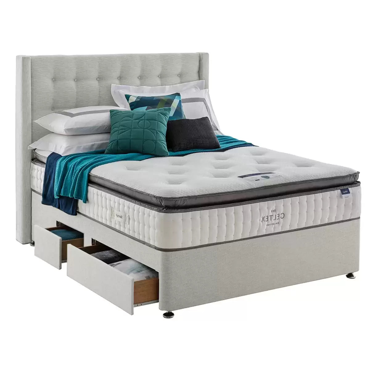Silentnight Continental Divan Base with Bloomsbury Headboard & 3