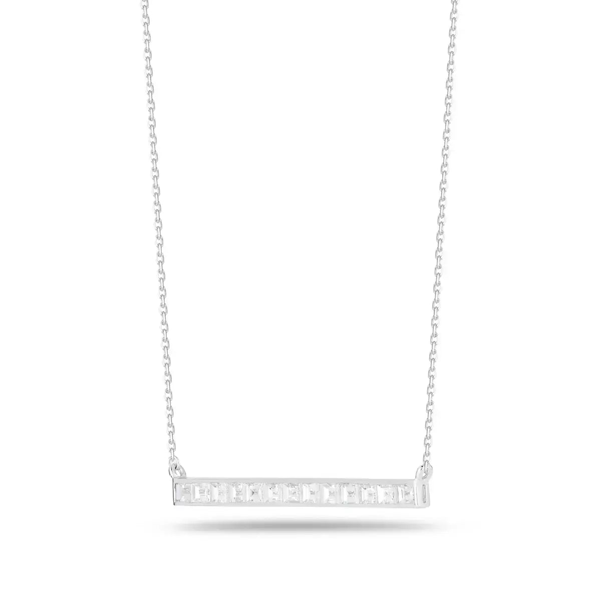 1.24ctw Baguette Cut Diamond Necklace, 18ct White Gold