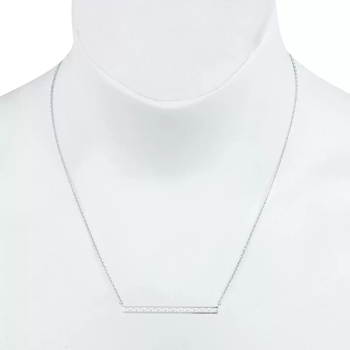 1.24ctw Baguette Cut Diamond Necklace, 18ct White Gold