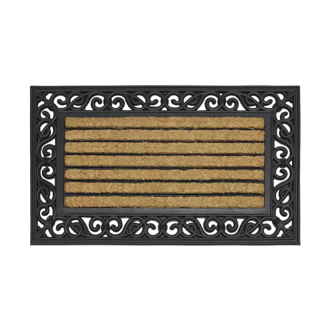 JVL Karina Tuffscrape Heavy Duty Rubber Coir Door Mat, 45 x 75cm