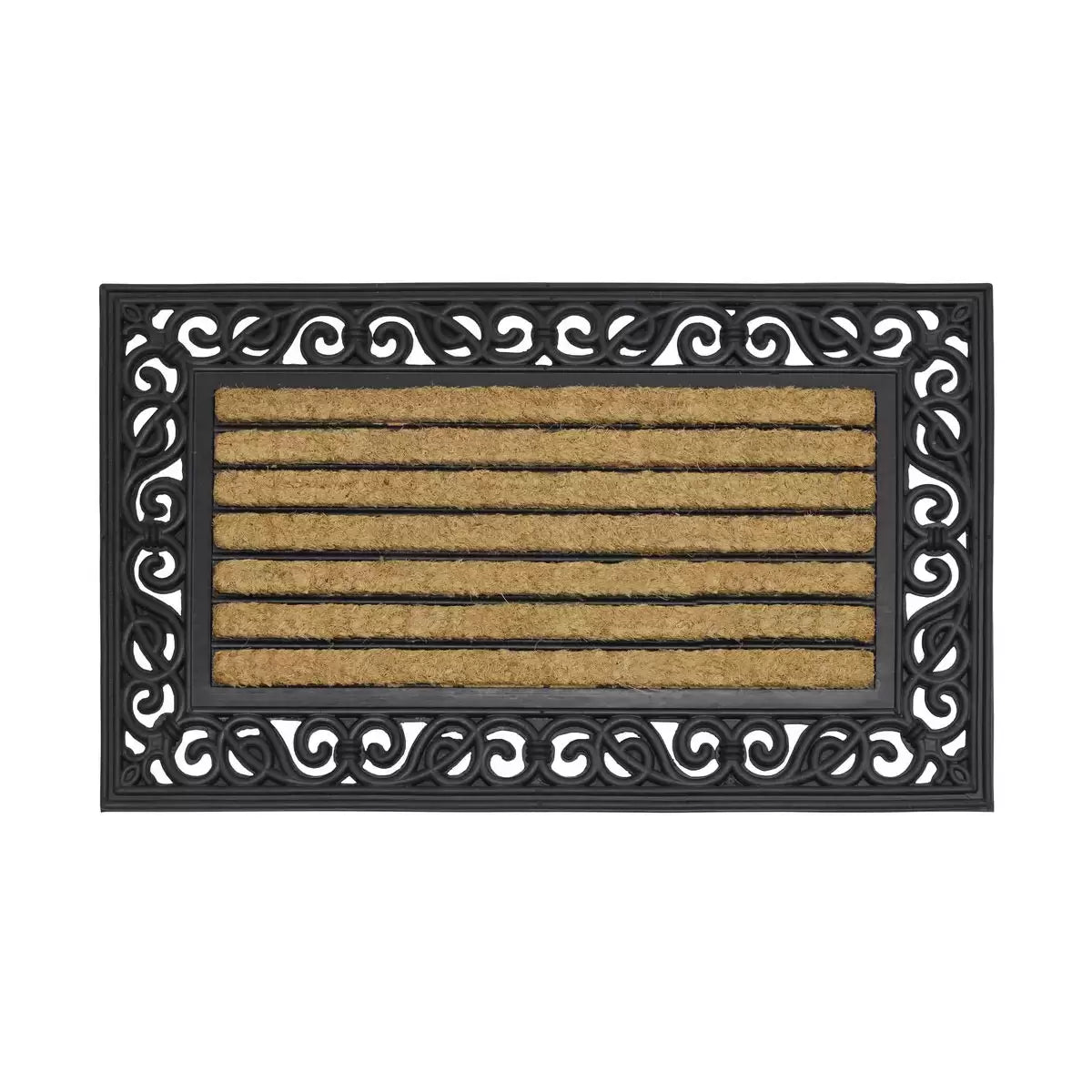 JVL Karina Tuffscrape Heavy Duty Rubber Coir Door Mat, 45 x 75cm