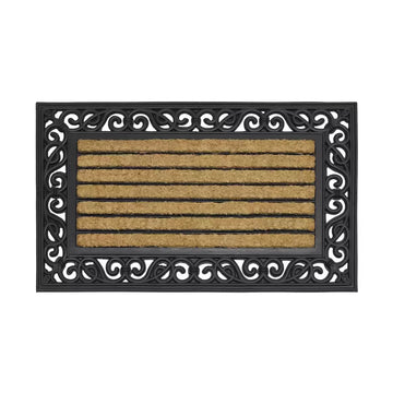 JVL Karina Tuffscrape Heavy Duty Rubber Coir Door Mat, 45 x 75cm
