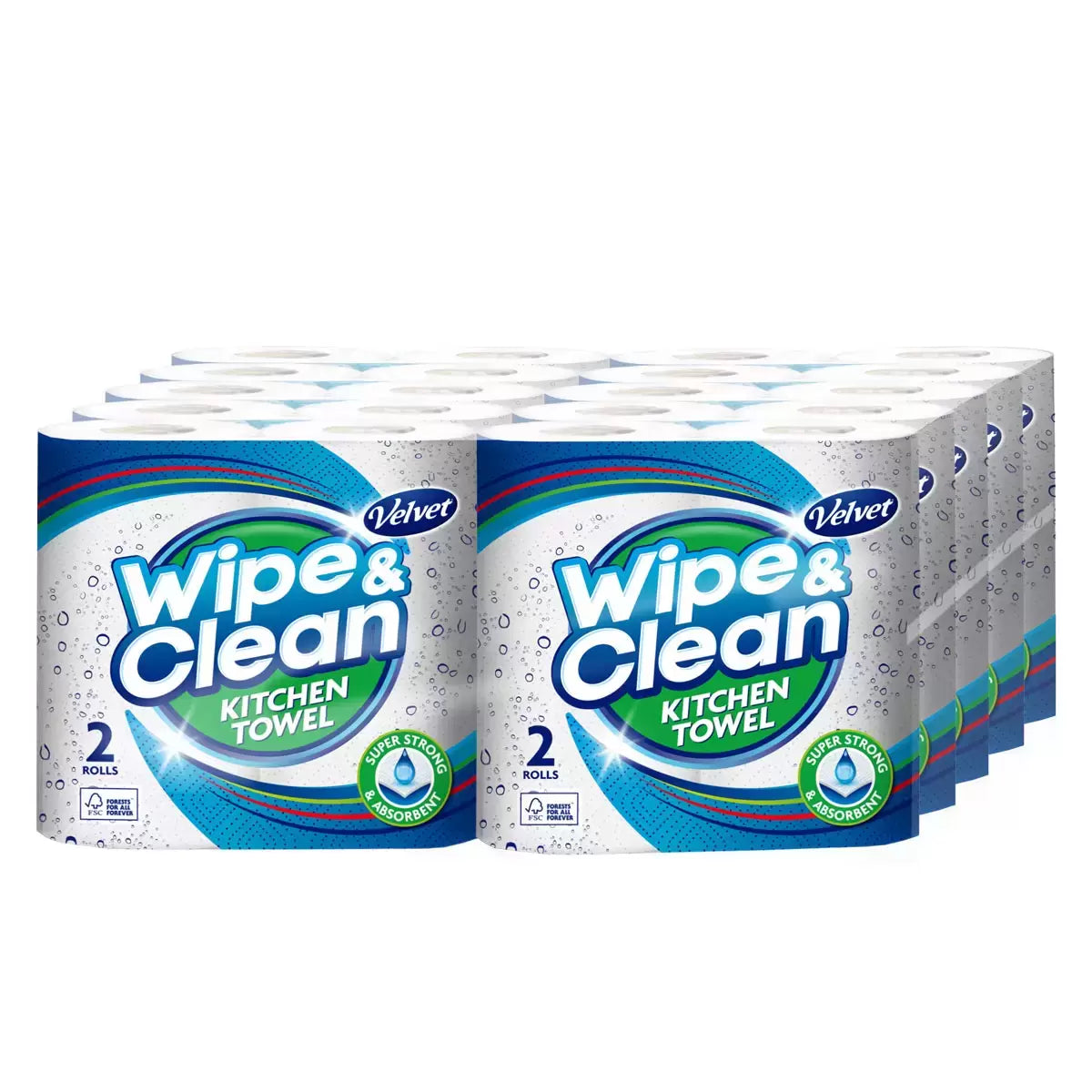 Velvet Wipe and Clean Kitchen Roll Towel, 20 x 75 Sheets Pallet Deal (36 Units)