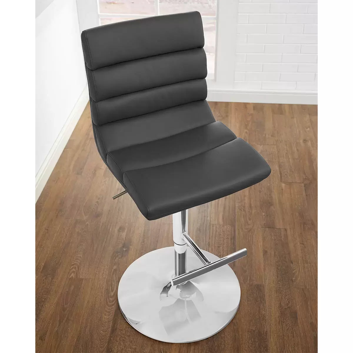 Bayside Furnishings Grey Bonded Leather Gas Lift Bar Stool