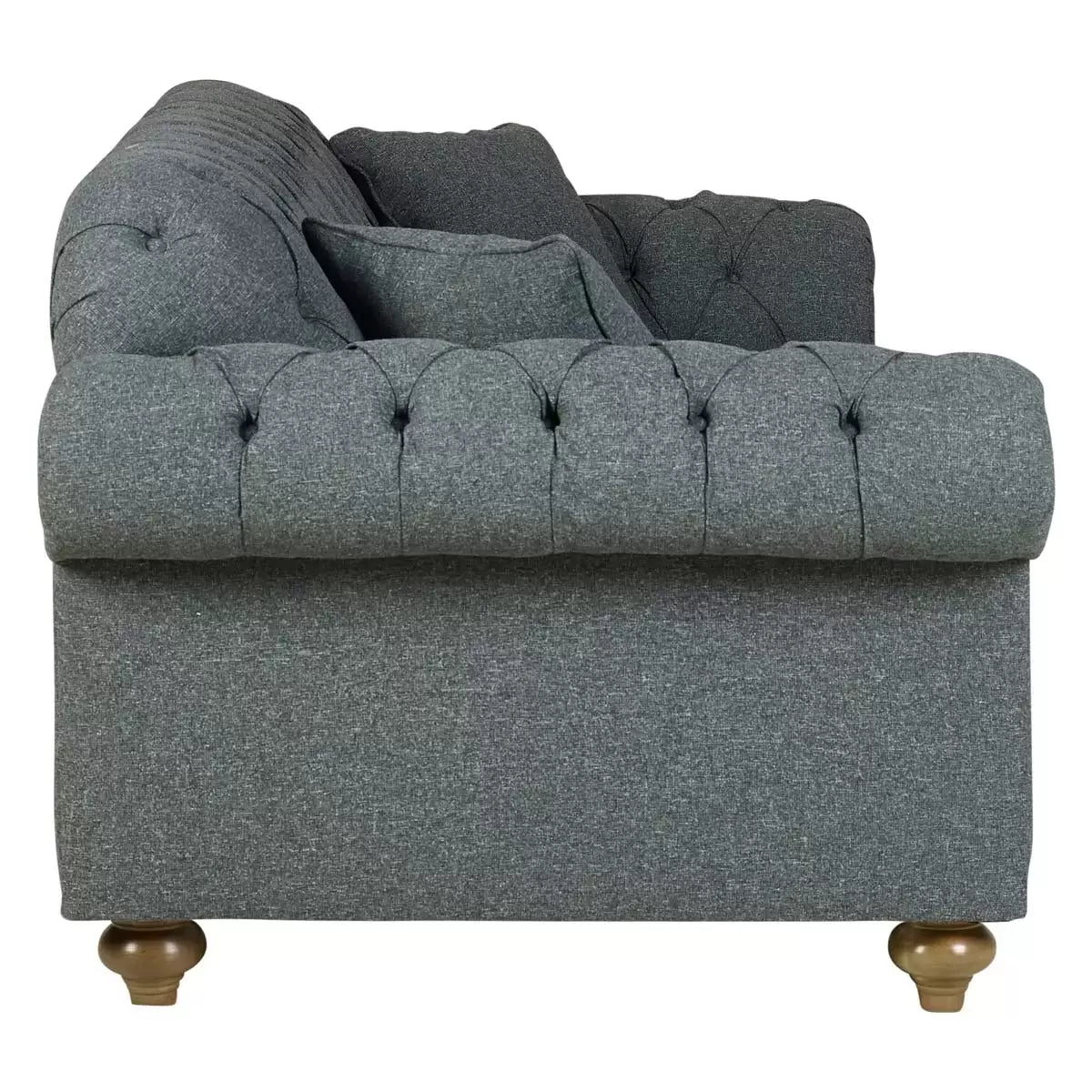 Bordeaux Button Back Blue Fabric 4 Seater Sofa