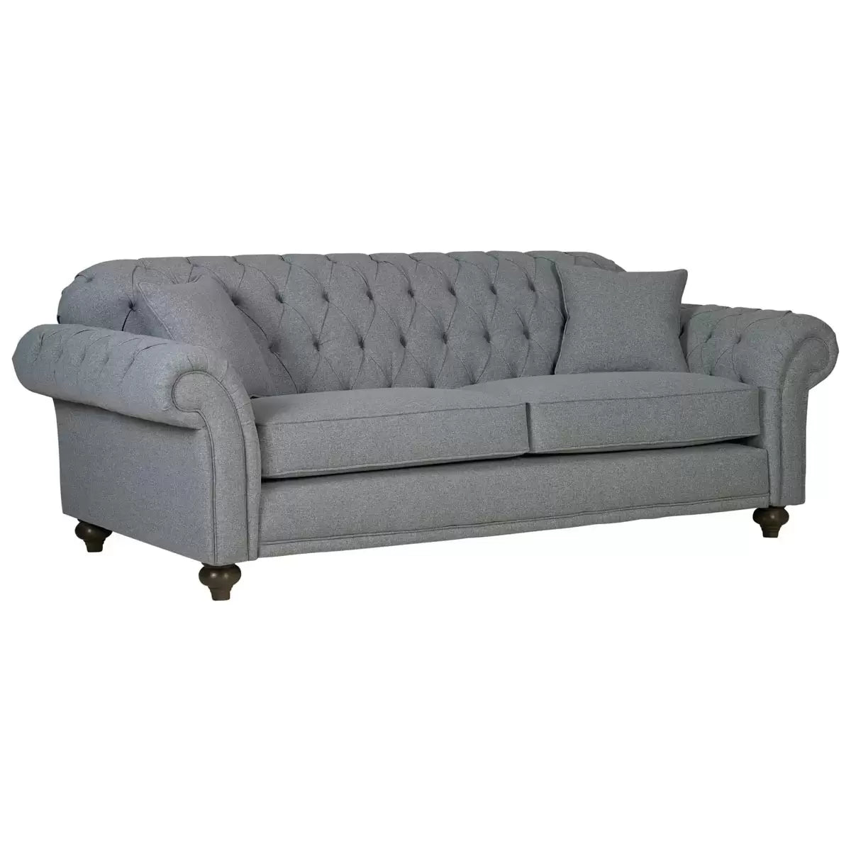 Bordeaux Button Back Grey Fabric 4 Seater Sofa