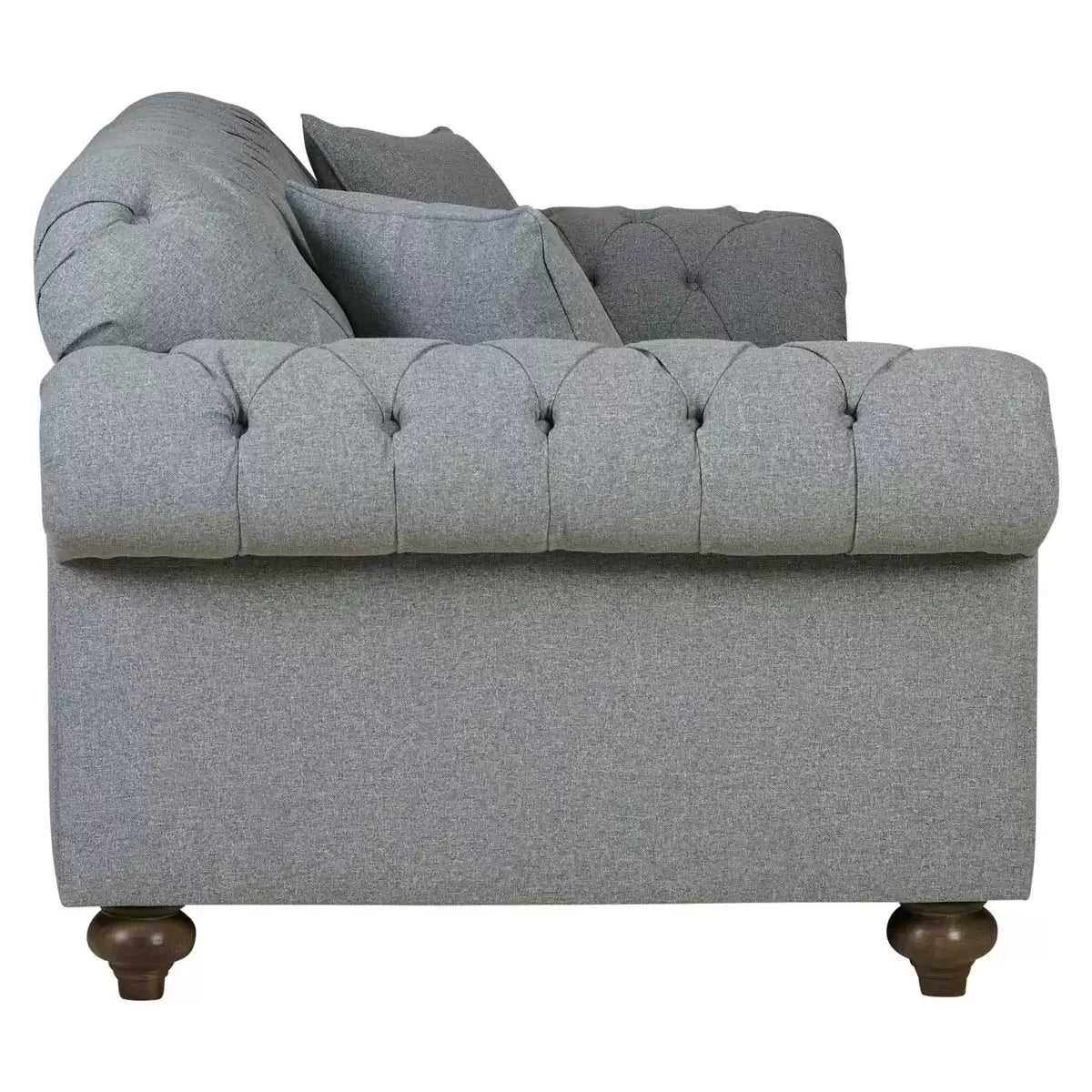 Bordeaux Button Back Grey Fabric 4 Seater Sofa
