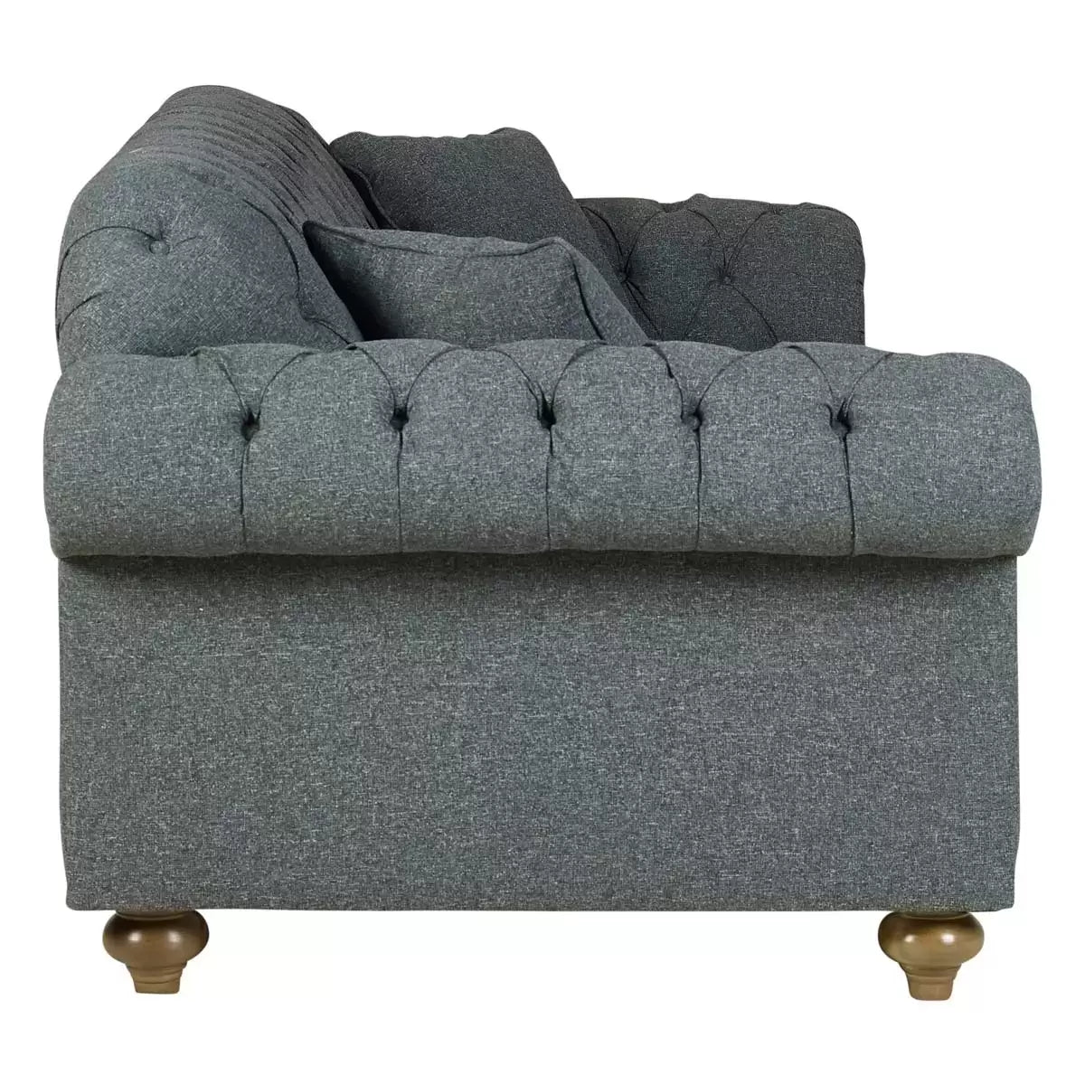 Bordeaux Button Back Blue Fabric 3 Seater Sofa