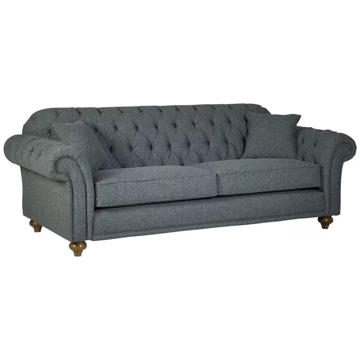 Bordeaux Button Back Blue Fabric 3 Seater Sofa