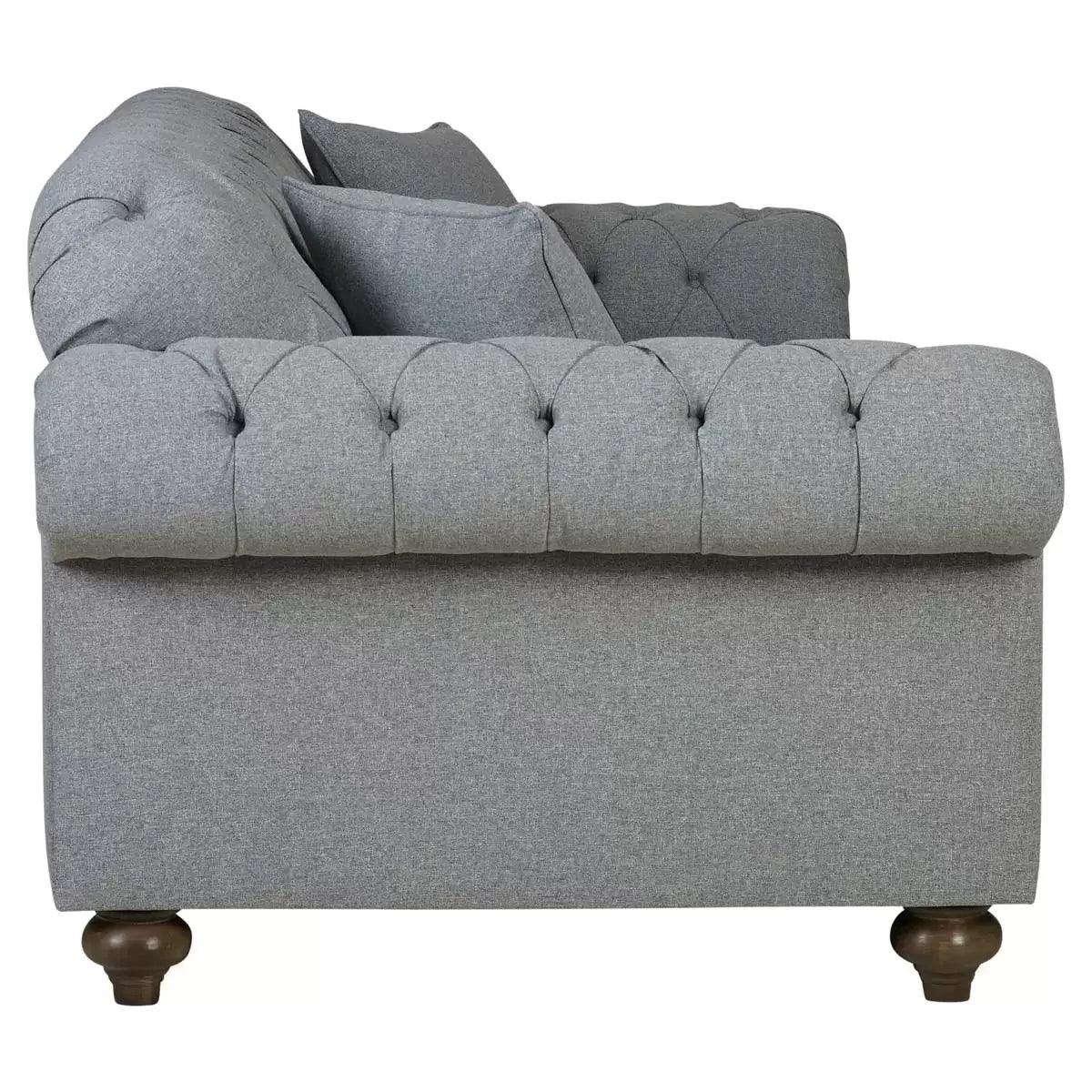Bordeaux Button Back Grey Fabric 3 Seater Sofa