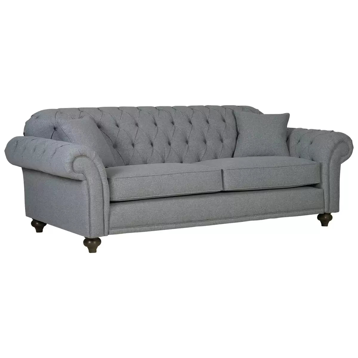 Bordeaux Button Back Grey Fabric 3 Seater Sofa