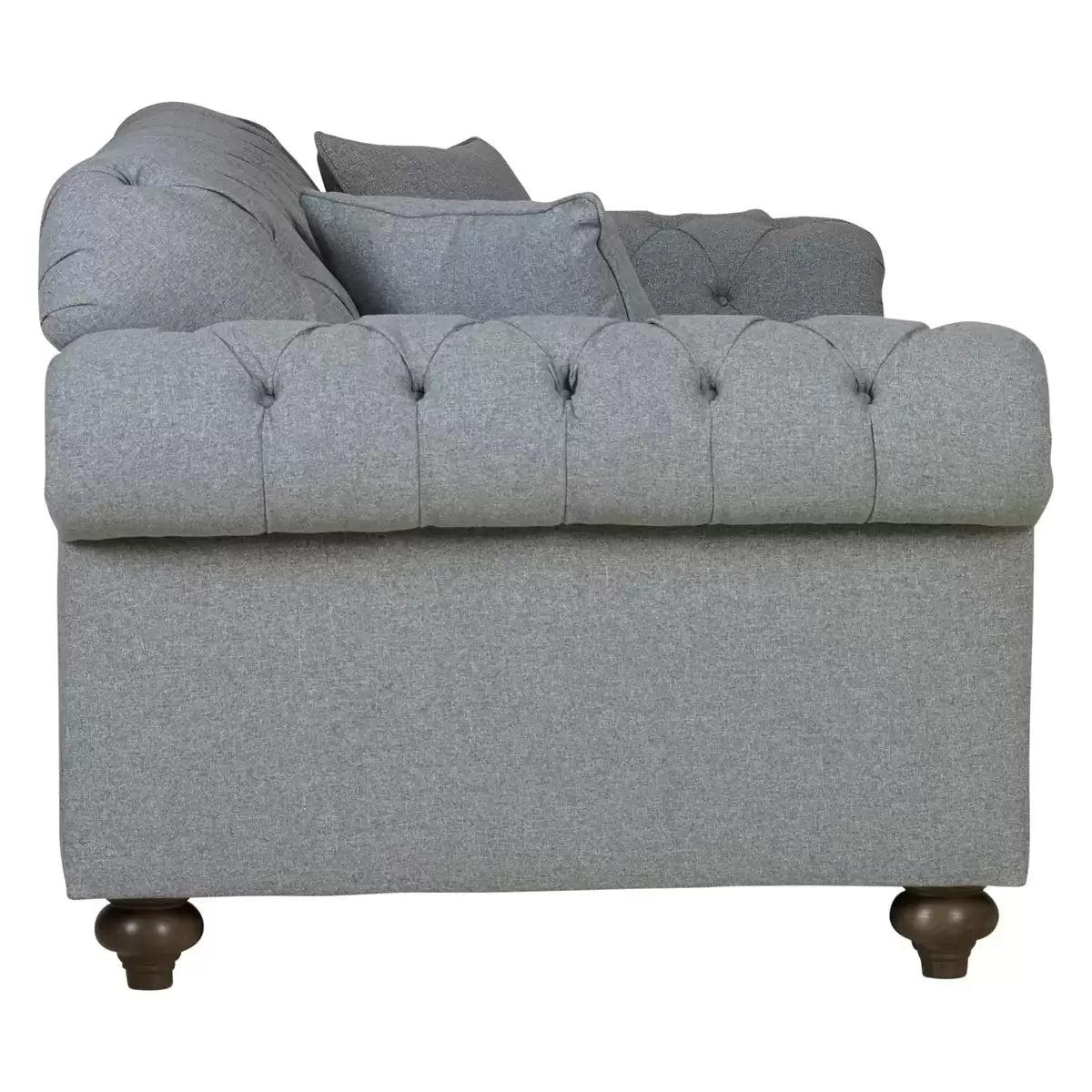 Bordeaux Button Back Grey Fabric 2 Seater Sofa
