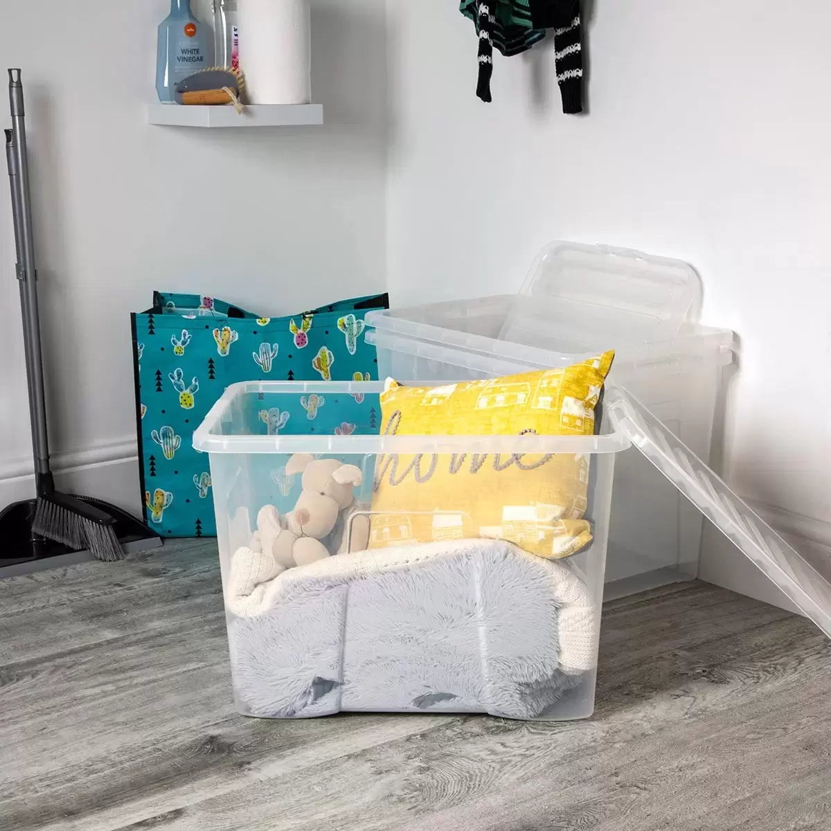 Wham 80L Crystal Clear Plastic Box and Lid