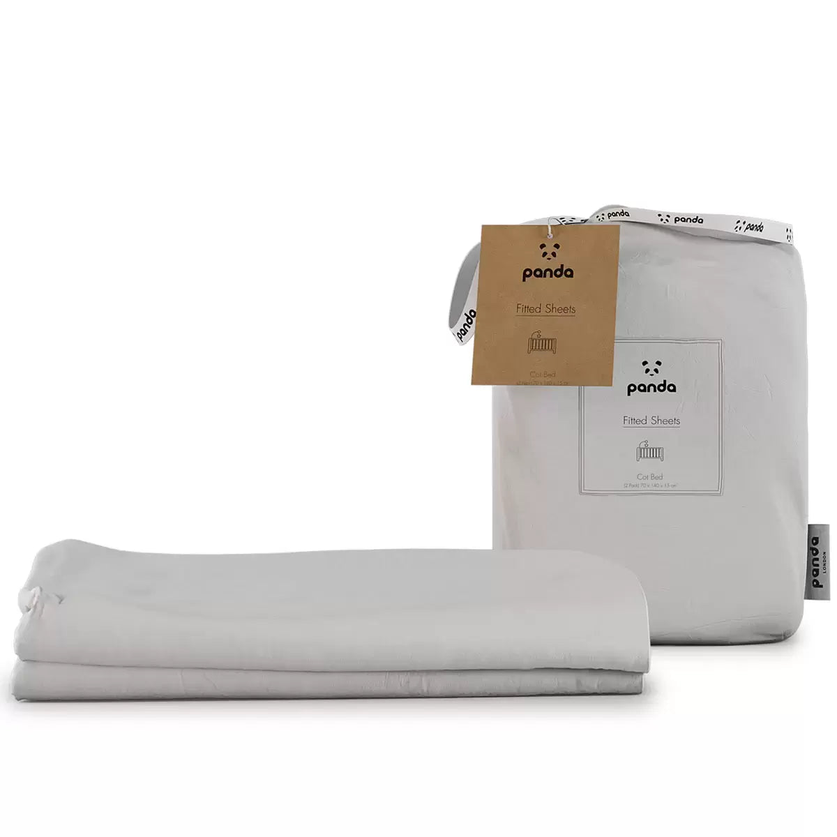 Panda 100% Bamboo Cot Size Fitted Sheets, 2 Pack