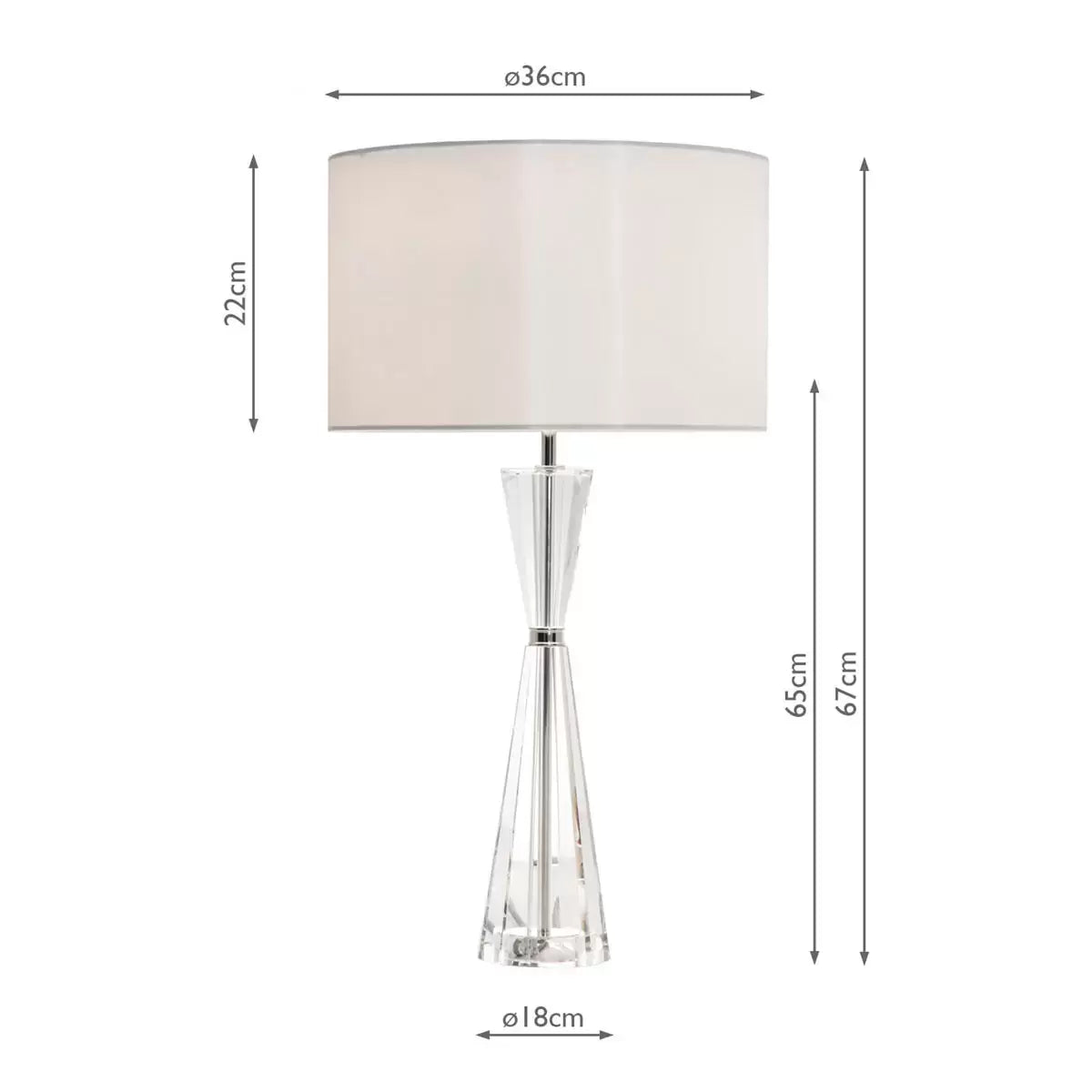 Risha Crystal Table Lamp with Ivory Faux Silk Shade