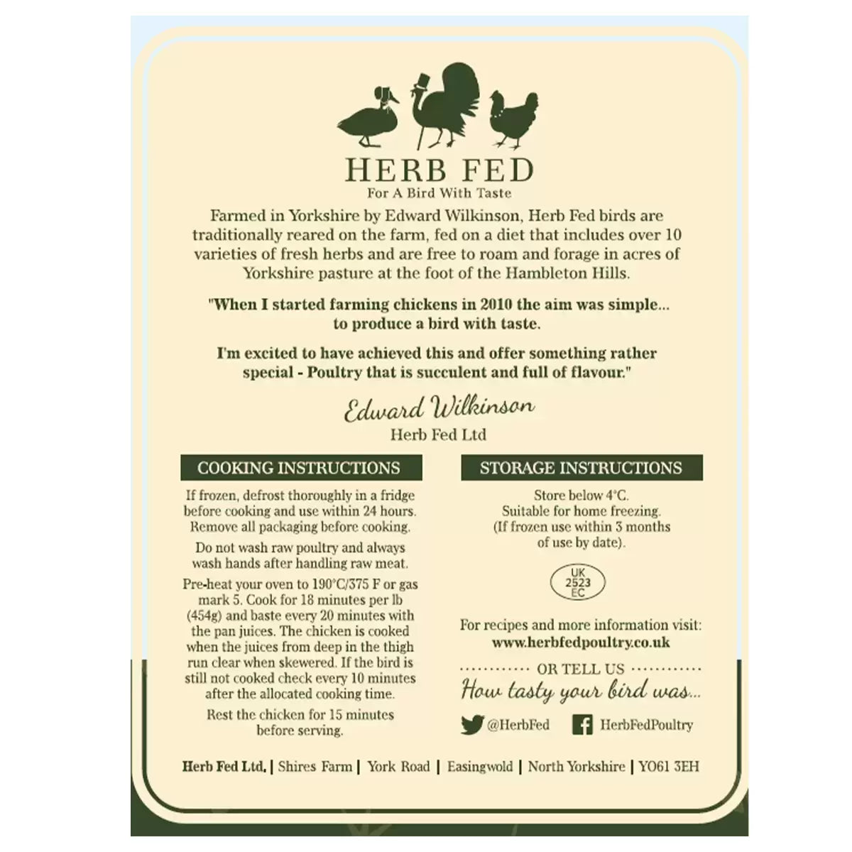 Herb Fed Free Range Whole Chickens, 6 x 2.2kg (Serves 6-8 people per Chicken)
