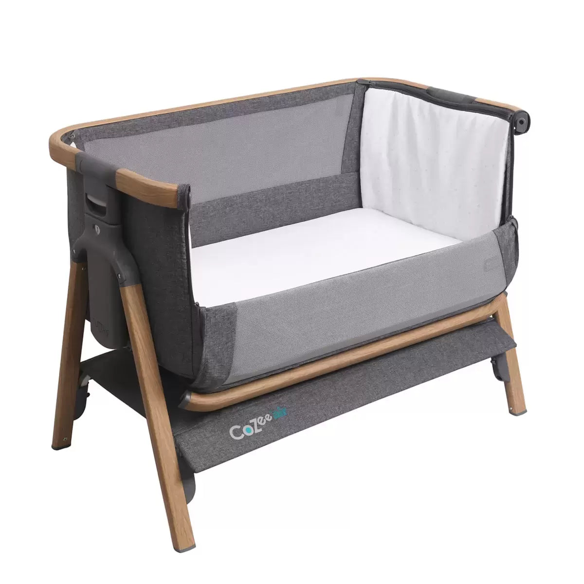 Tutti Bambini CoZee Air Bedside Rocking Crib, Oak & Charcoal