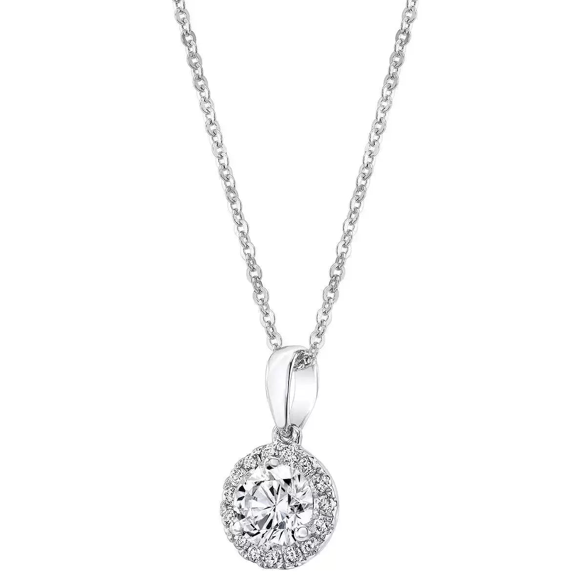 0.36ctw Round Brilliant Cut Diamond Halo Pendant, 14ct White Gold