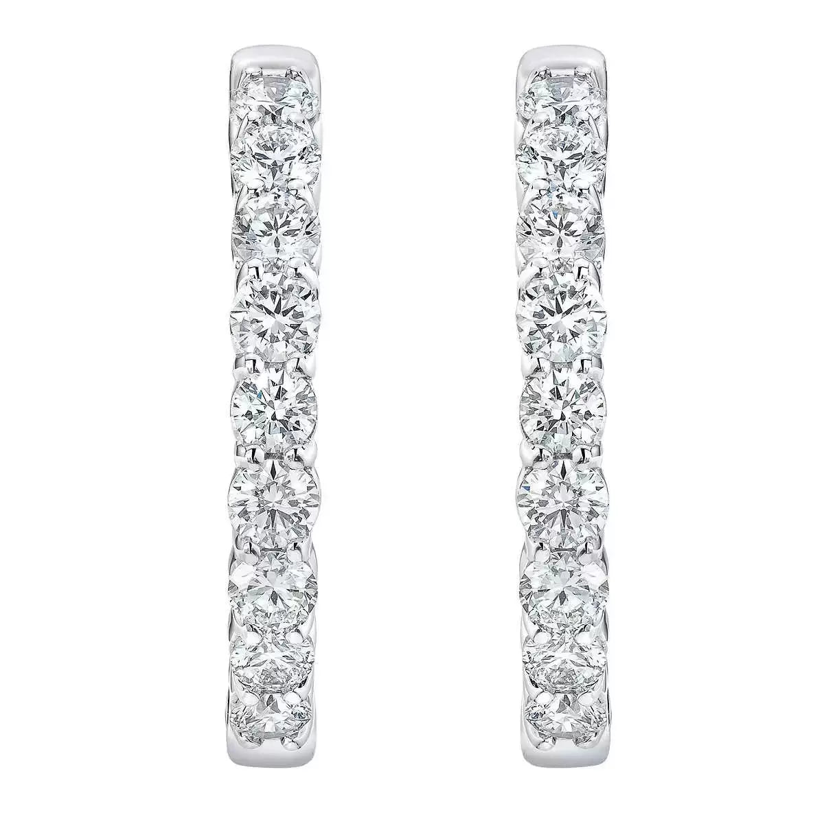 1.00ctw Round Brilliant Cut Diamond Hoop Earrings, 14ct White Gold