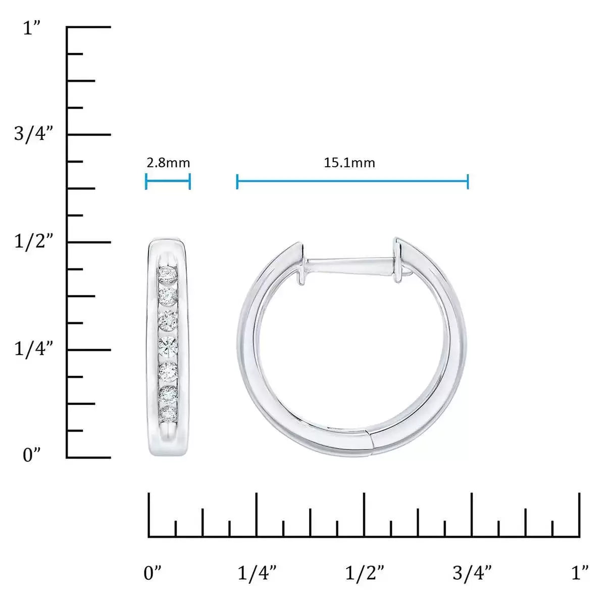 0.12ctw Round Brilliant Cut Diamond Hoop Earrings, 14ct White Gold