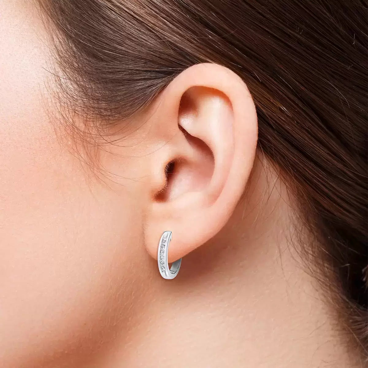 0.12ctw Round Brilliant Cut Diamond Hoop Earrings, 14ct White Gold
