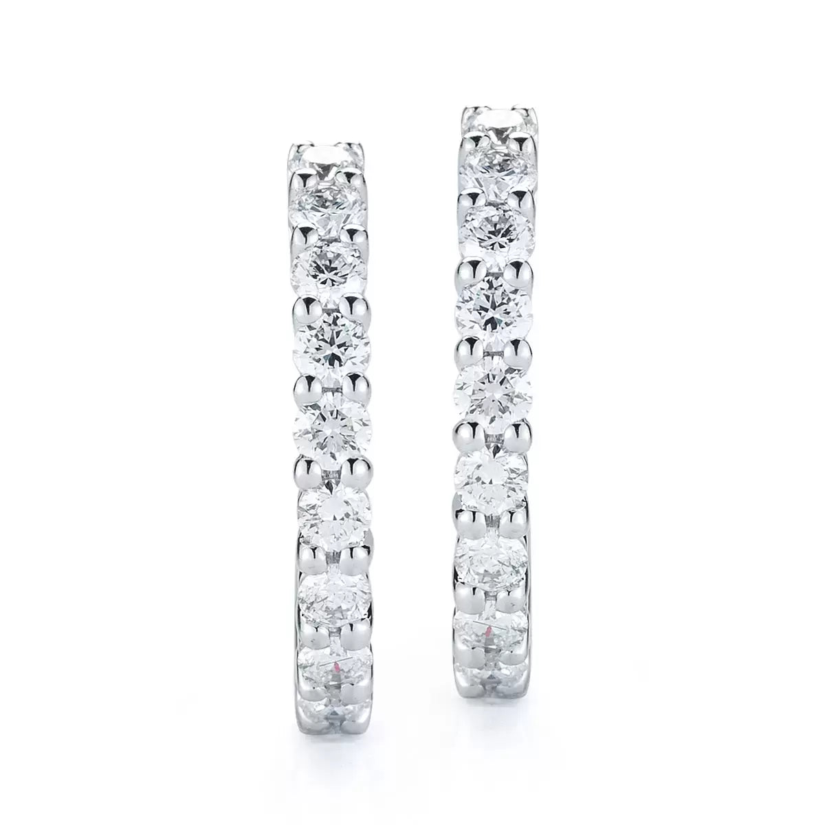 0.60ctw Round Brilliant Cut Diamond Hoop Earrings, 14ct White Gold