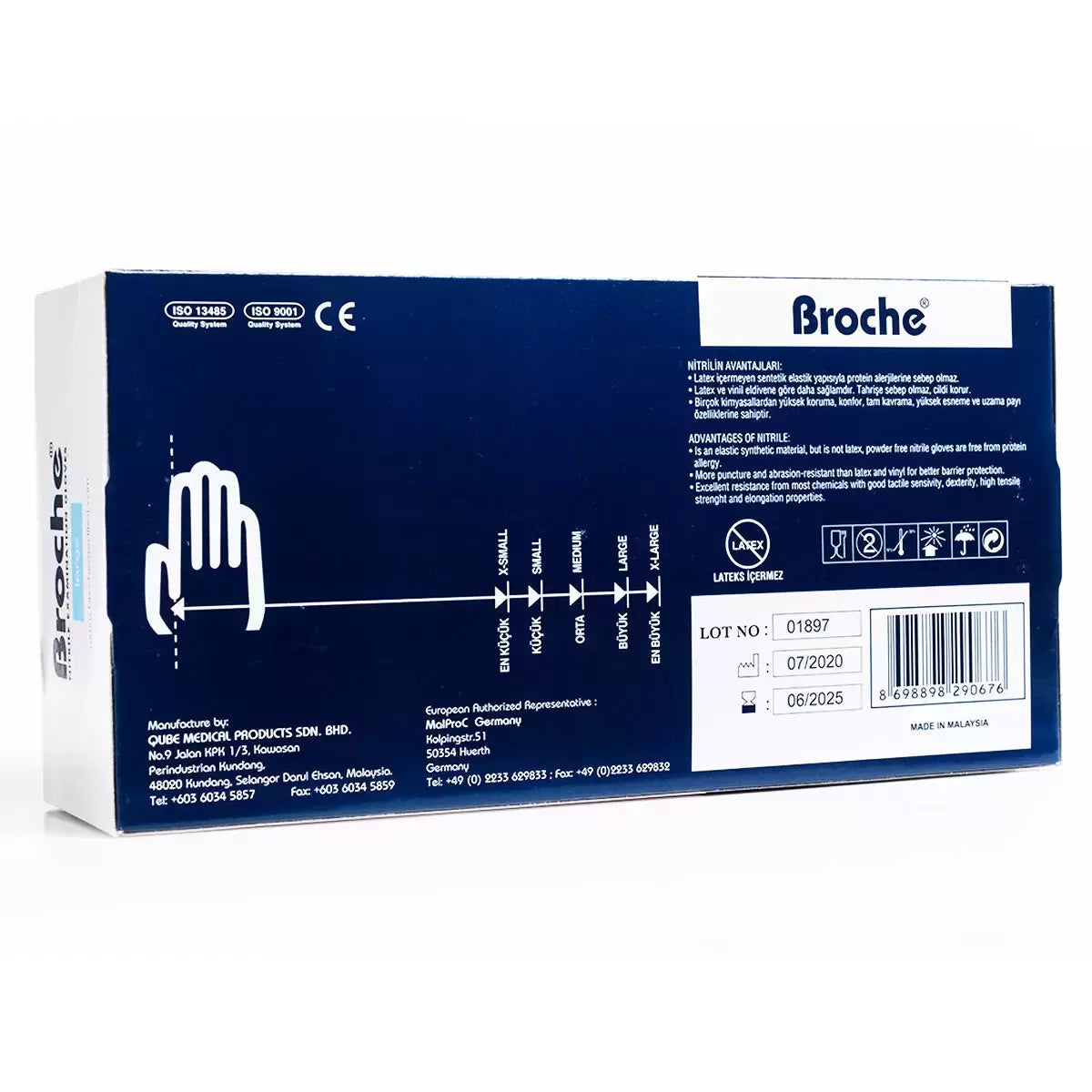 Broche Nitrile Gloves Large (Case), 10 x 100 Pack