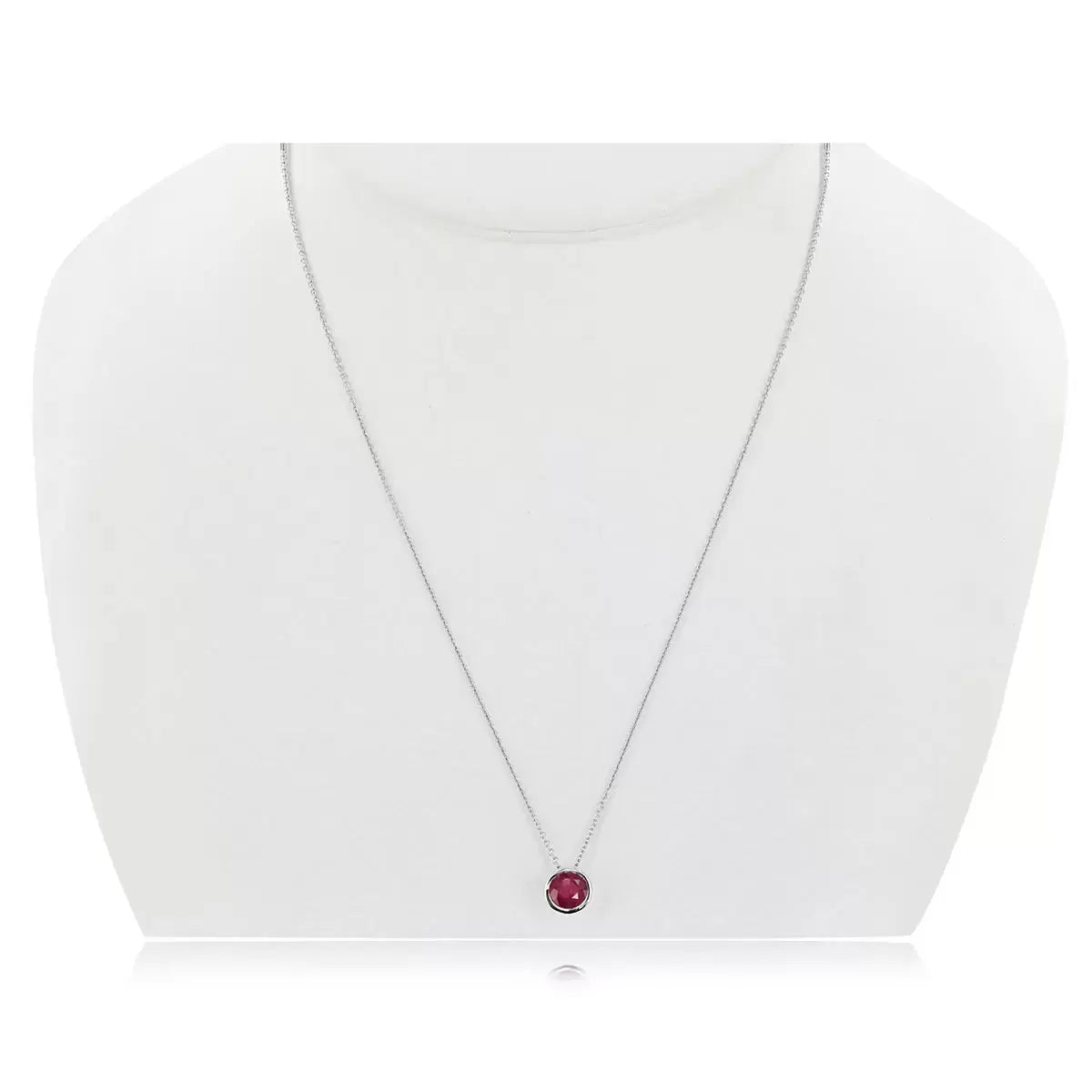 Round Cut Ruby Pendant, 14ct White Gold