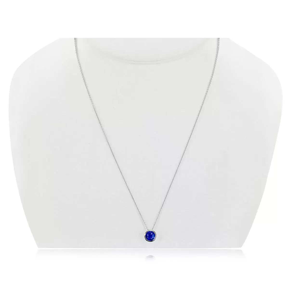Round Cut Sapphire Pendant, 14ct White Gold