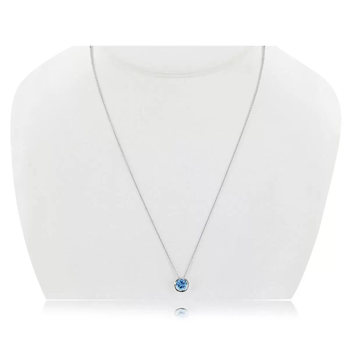 Round Cut Topaz Pendant, 14ct White Gold