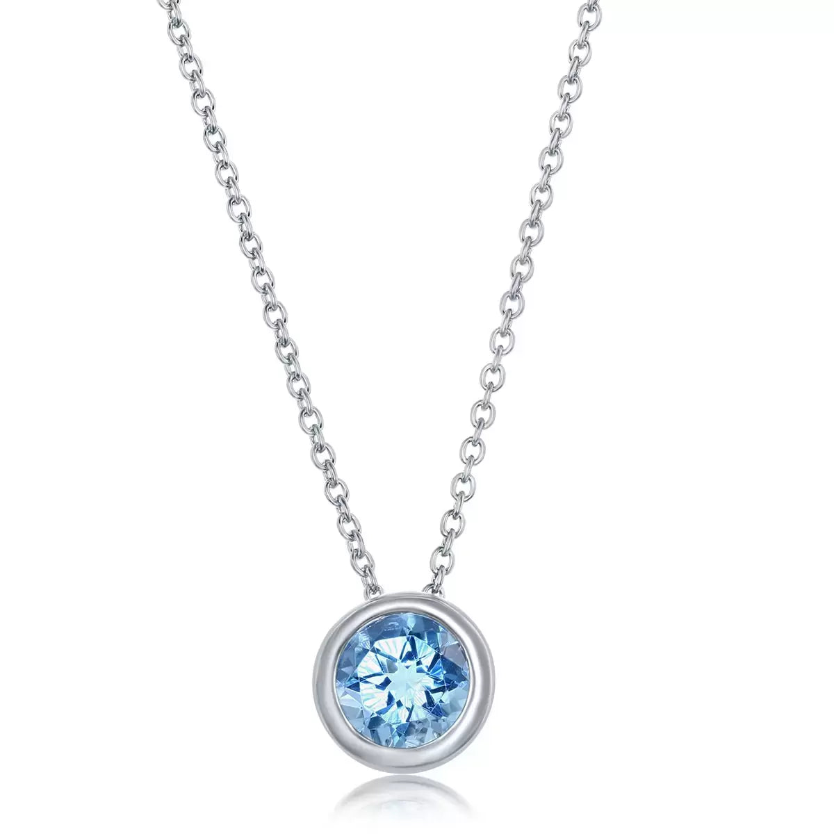 Round Cut Topaz Pendant, 14ct White Gold