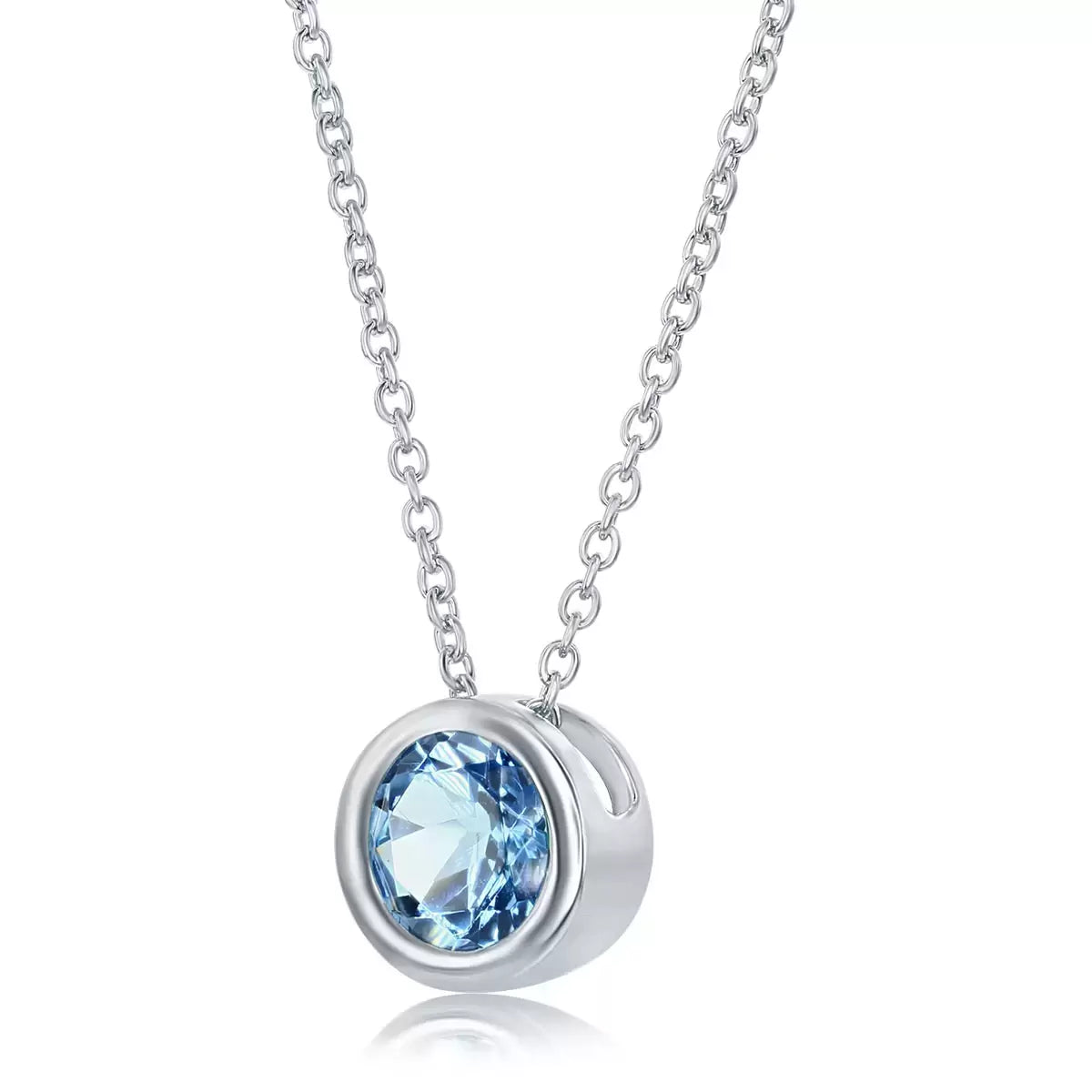 Round Cut Topaz Pendant, 14ct White Gold
