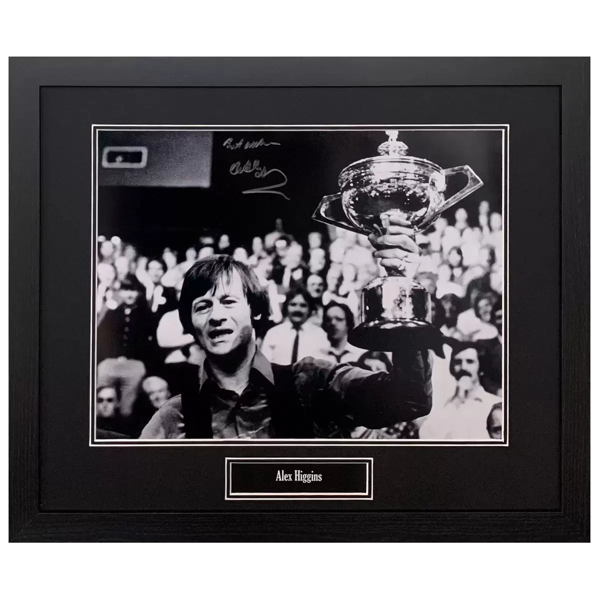 Alex Higgins Signed Framed Football Photograph