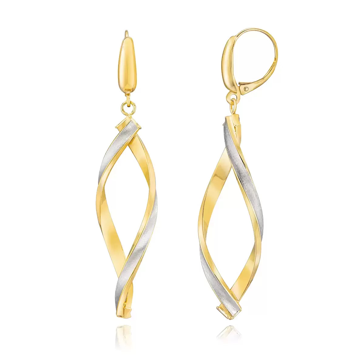 14ct Two Tone Gold Twisted Earrings