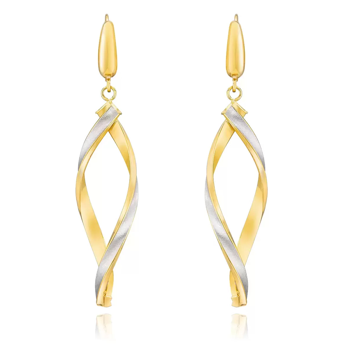 14ct Two Tone Gold Twisted Earrings