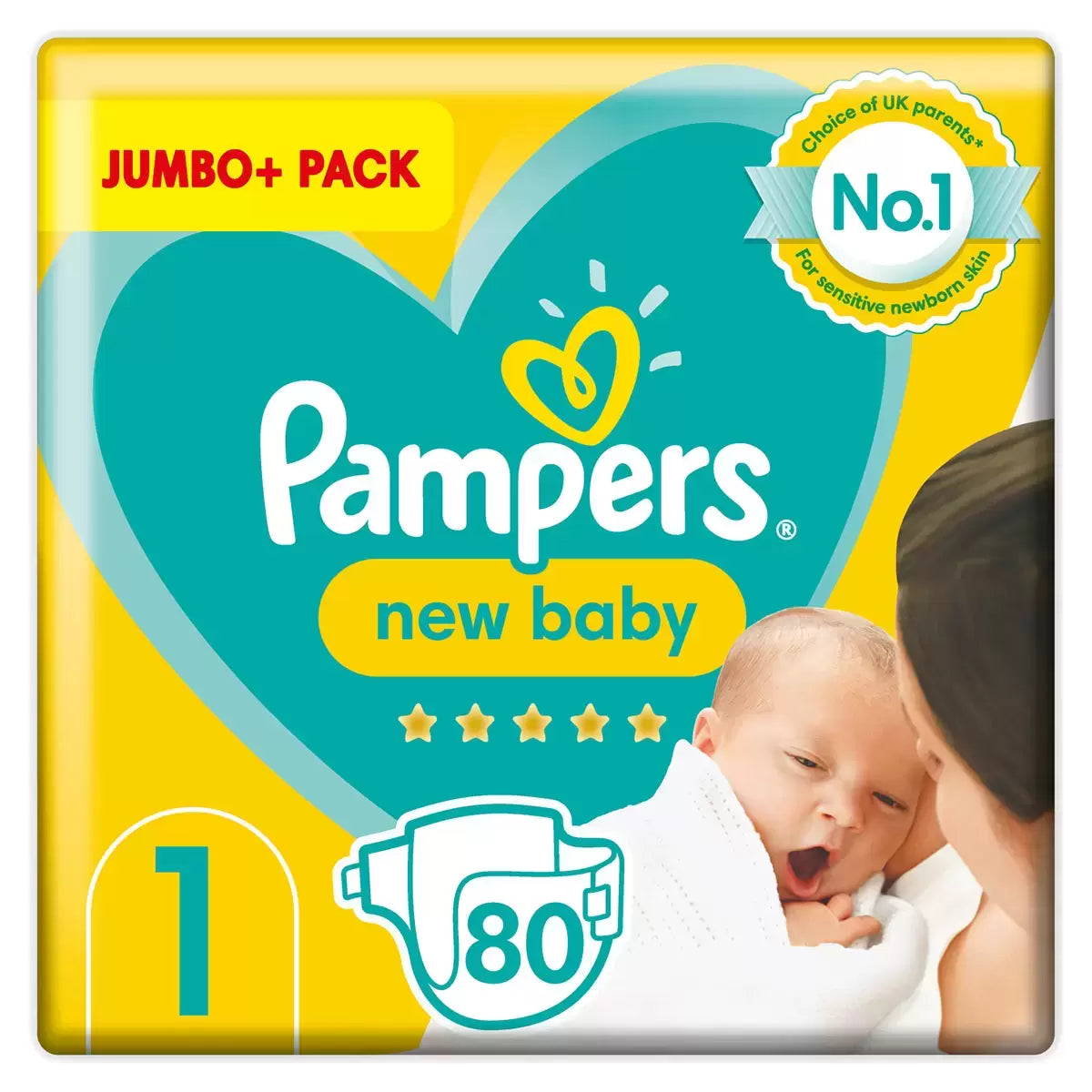 Pampers New Baby Nappies Size 1, 135 x 80 Jumbo+ Pack