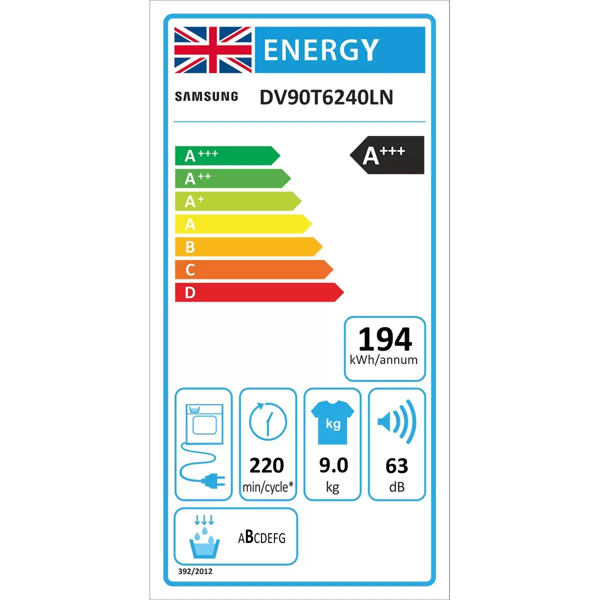 Samsung Series 6 DV90T6240LN/S1, 9kg, Heat Pump Tumble Dryer, A+++ Rated