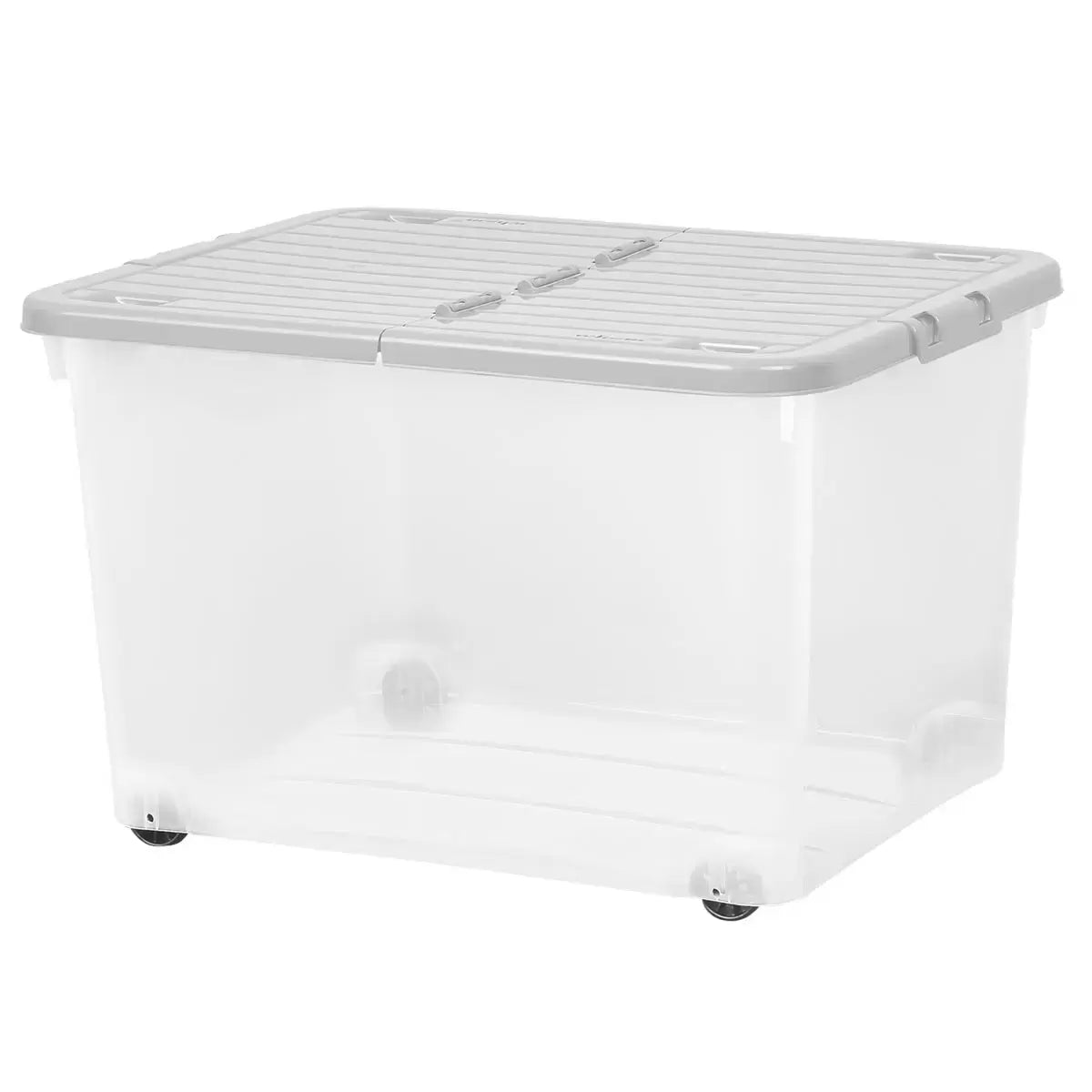 Wham 44 Litre Clear/Cool Grey Box with Wheels & Folding Lid