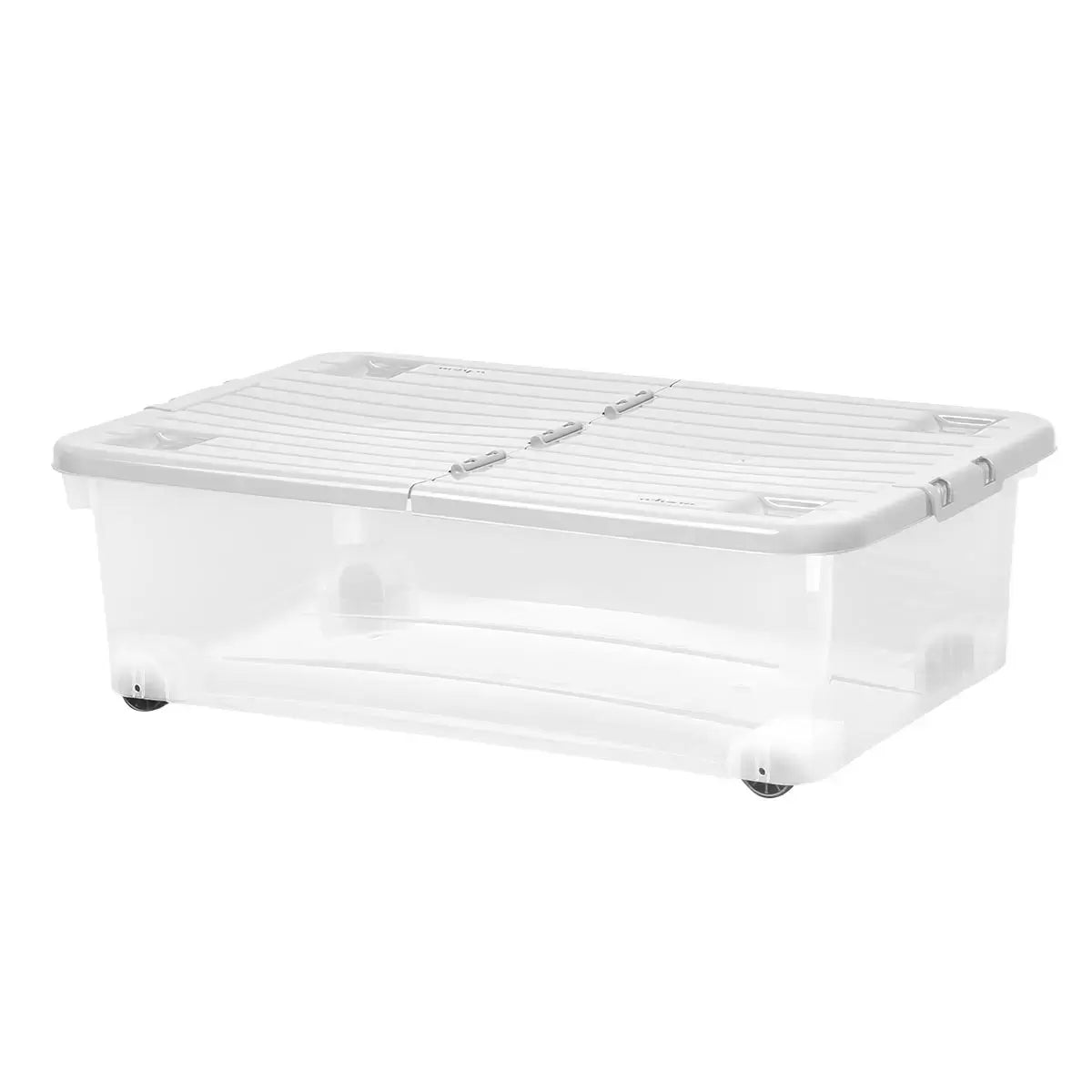 Wham 32 Litre Clear/Cool Grey Box with Wheels & Folding Lid