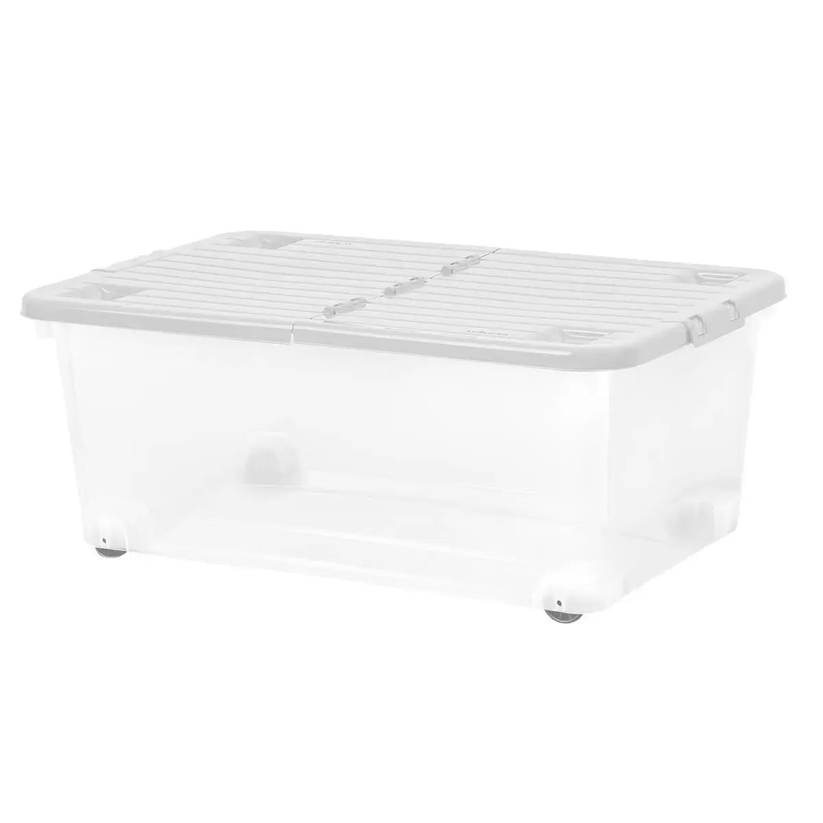 Wham 45 Litre Clear/Cool Grey Box with Wheels & Folding Lid