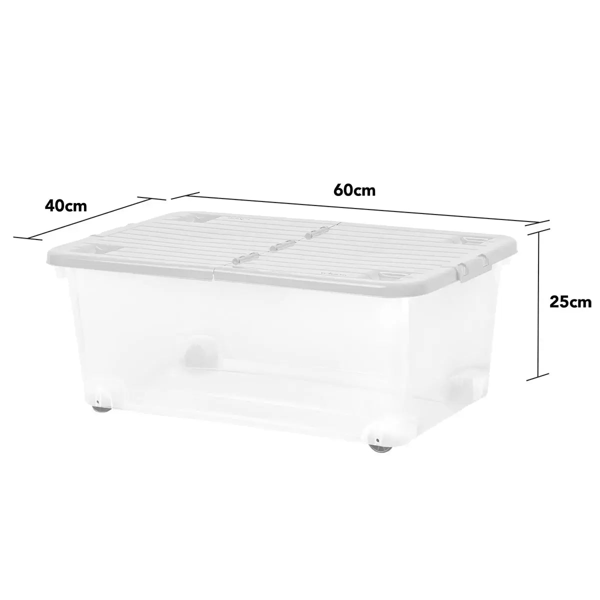 Wham 45 Litre Clear/Cool Grey Box with Wheels & Folding Lid