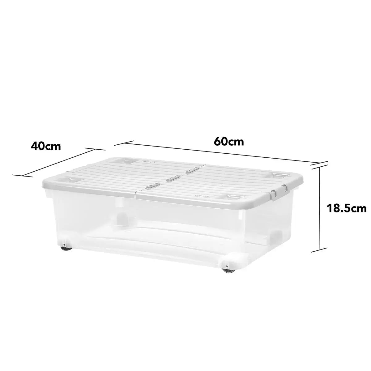 Wham 32 Litre Clear/Cool Grey Box with Wheels & Folding Lid
