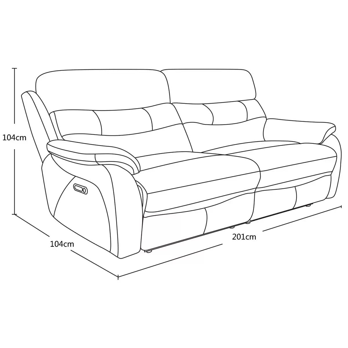 Fletcher Light Grey Leather Power Reclining Large 2 Seater Sofa with Power Headrest, view 2